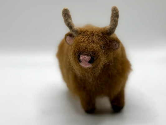 LARGE WOOL HIGHLAND COW FIGURE