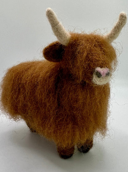 LARGE WOOL HIGHLAND COW FIGURE